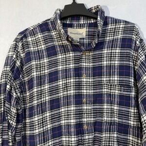 men's long sleeve Button Flannel Shirt Blue White Red XLT Casual Comfortable